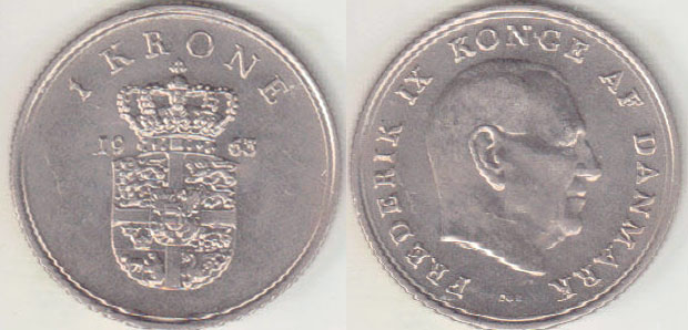 1963 Denmark 1 Krone (Unc) A003701